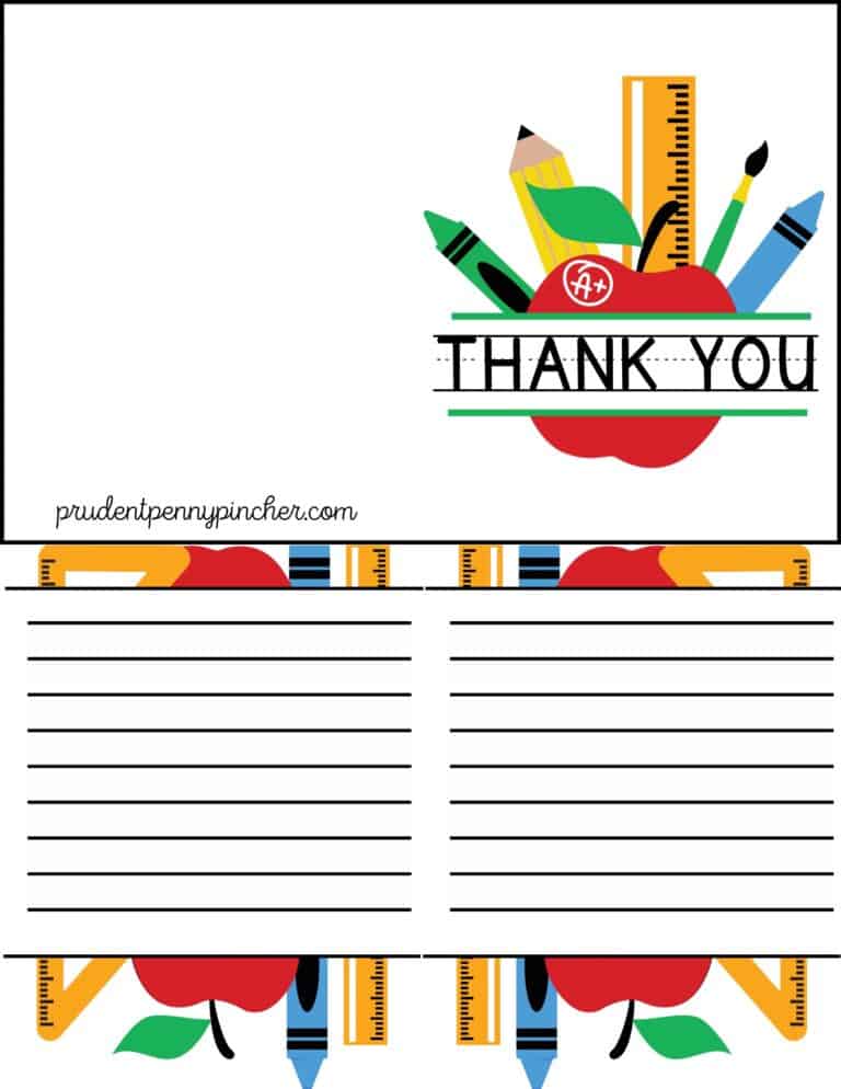 Free Teacher Appreciation Card Printables Prudent Penny Pincher