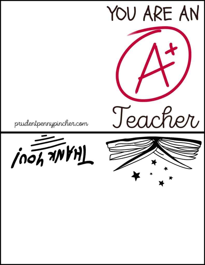 Free Teacher Appreciation Card Printables Prudent Penny Pincher