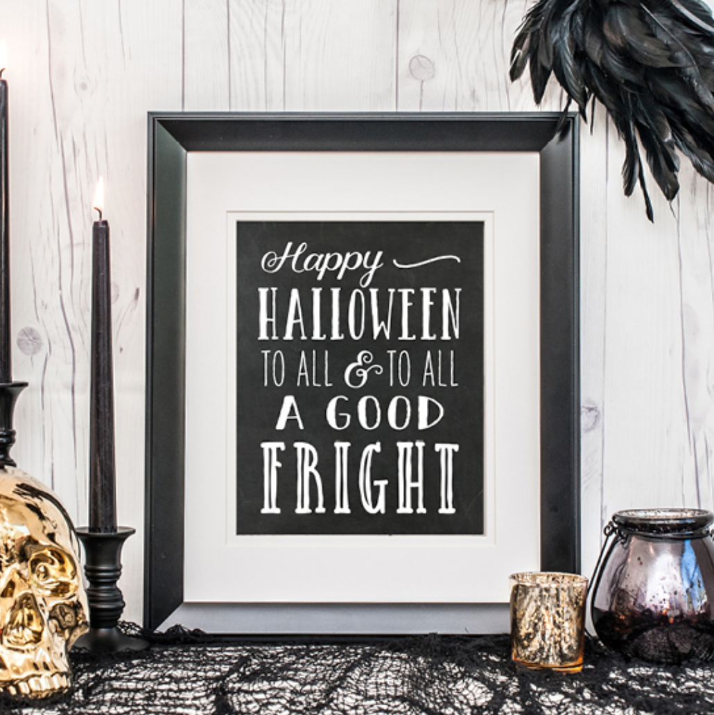 black and white halloween print