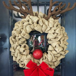 Rudolph Burlap Wreath
