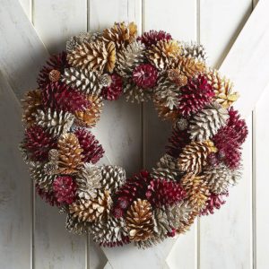 colorful Pinecone Wreath