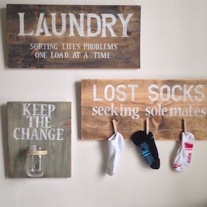 Rustic Laundry room Wall Decor and organization
