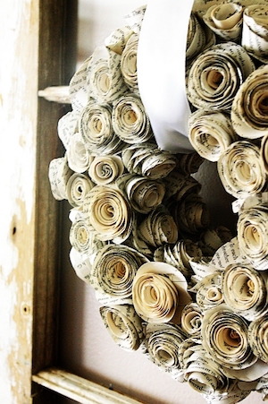 Rolled Book Page fall Wreath