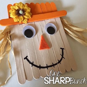 Popsicle Stick Scarecrow fall craft for kids
