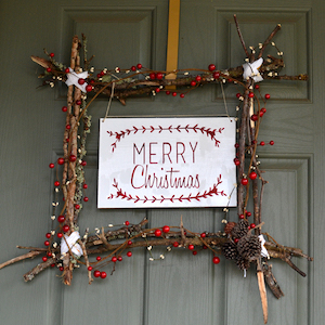 Scandinavian twig frame Christmas Wreath