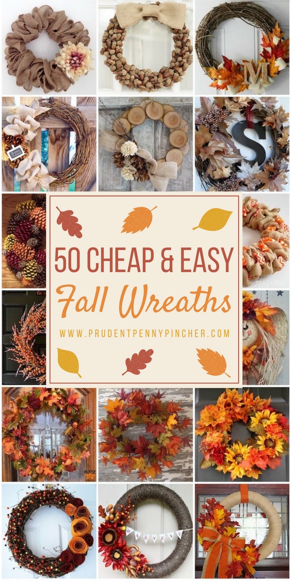 55 Cheap and Easy DIY Fall Wreath Ideas - Prudent Penny Pincher