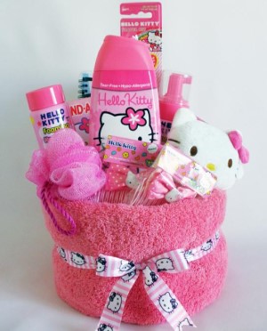 Hello Kitty Towel Wrap christmas gift basket