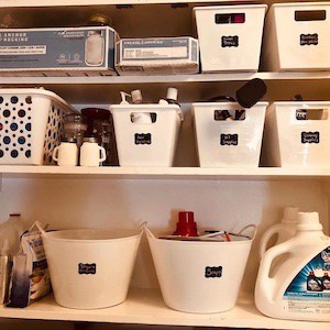 Industrial Style Laundry Room Storage from Dollar Store Plastic