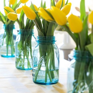Mason Jar Tulips Centerpieces