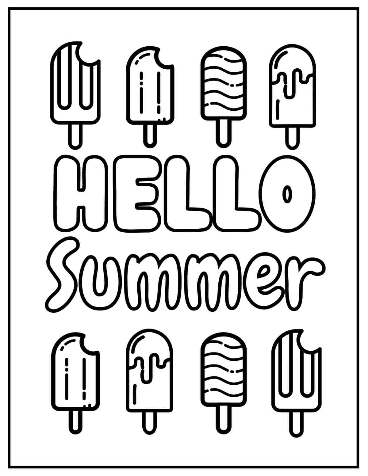 simple summer coloring pages