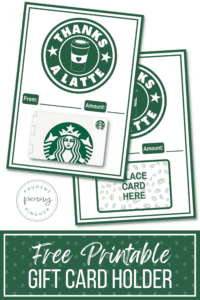 Thanks a Latte Free Printable Gift Card Holder - Prudent Penny Pincher