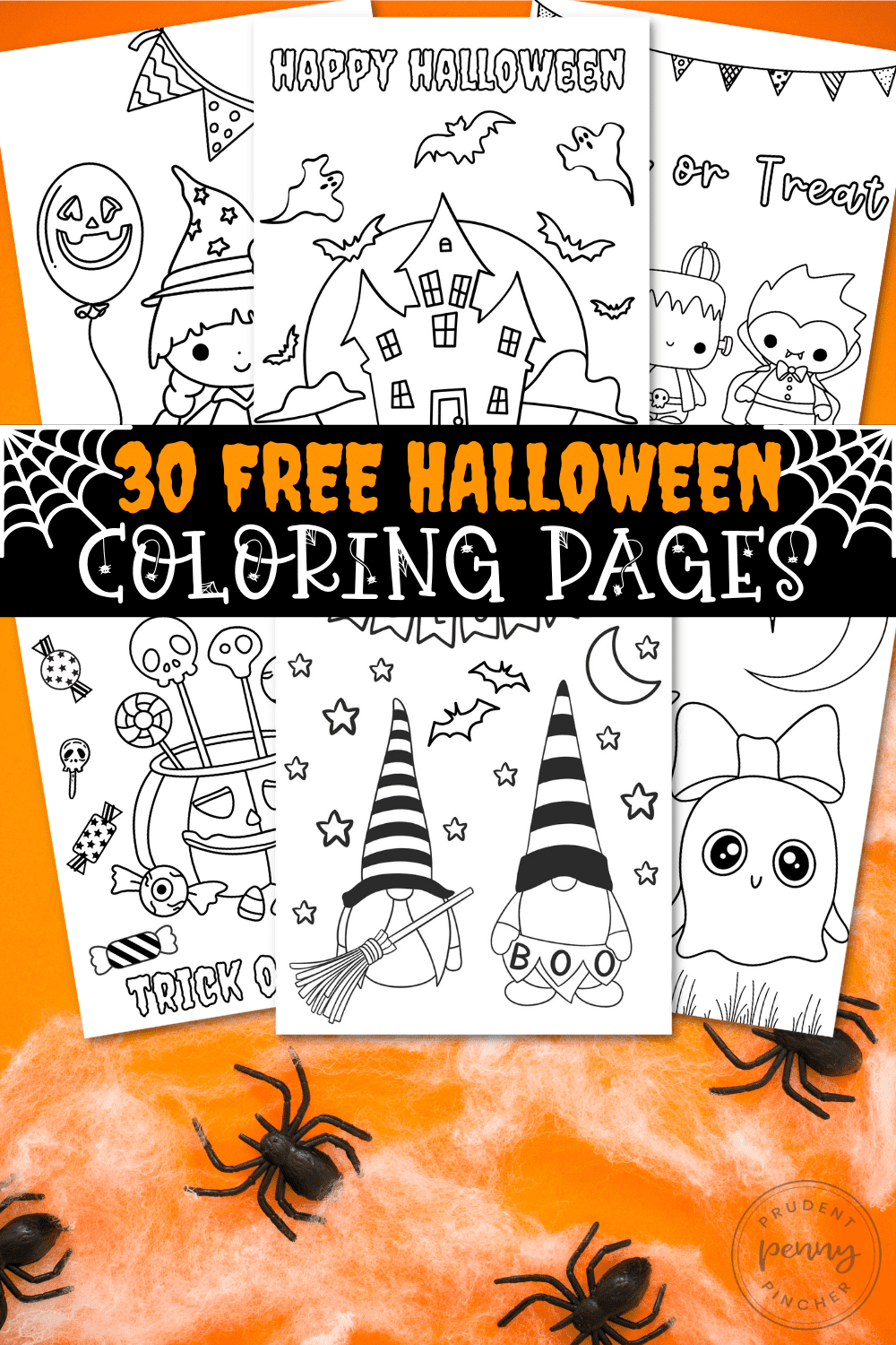 Funny and Cute Ghost Halloween Background Coloring Set Outline for