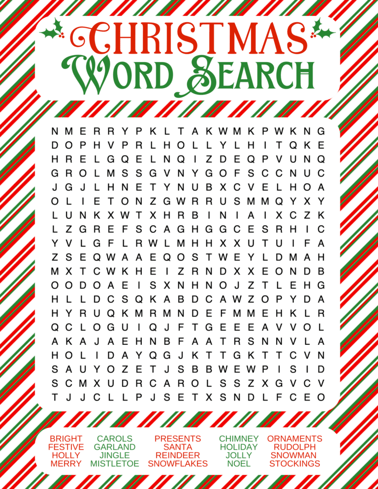 Free Christmas Word Search Printables for Kids and Adults - Prudent ...