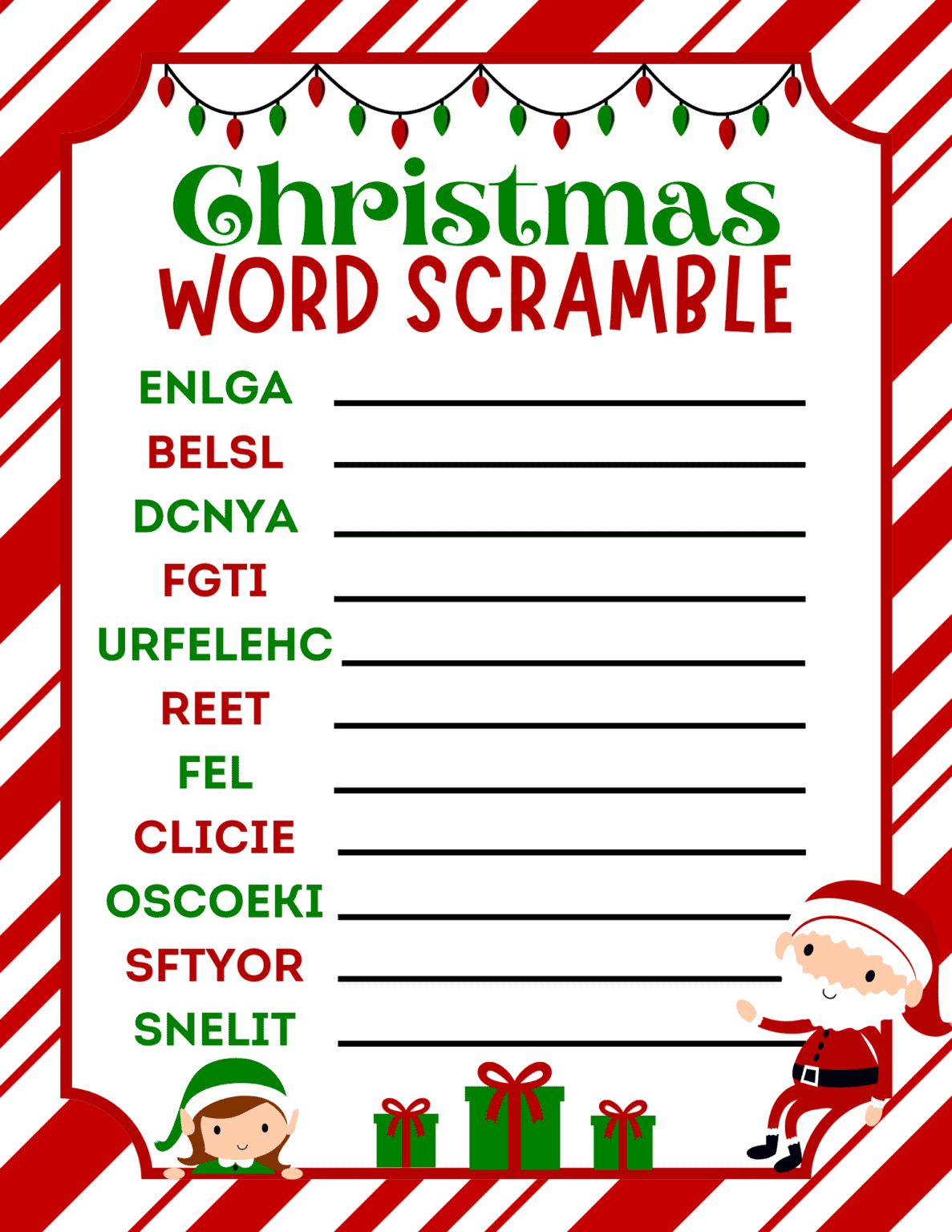 Free Printable Christmas Word Scramble for Kids - Prudent Penny Pincher