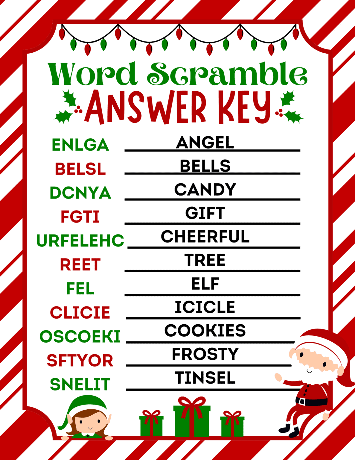 Free Printable Christmas Word Scramble for Kids - Prudent Penny Pincher