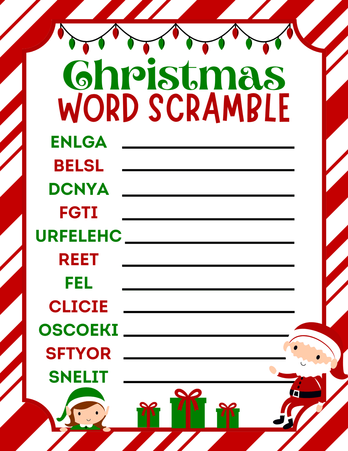 Free Printable Christmas Word Scramble For Kids Prudent Penny Pincher