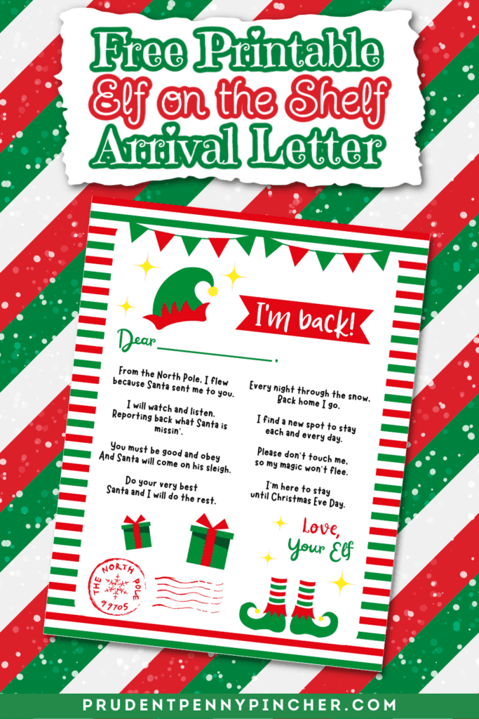 Free Printable Elf on the Shelf Arrival Letter Prudent Penny Pincher