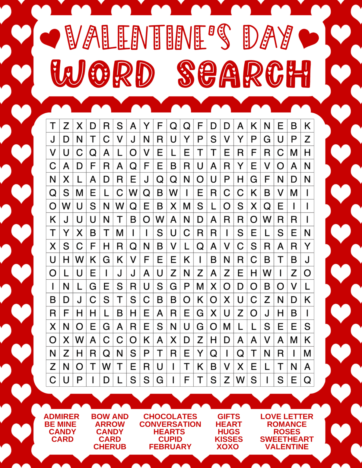 Free Printable Valentine s Day Word Search Prudent Penny Pincher