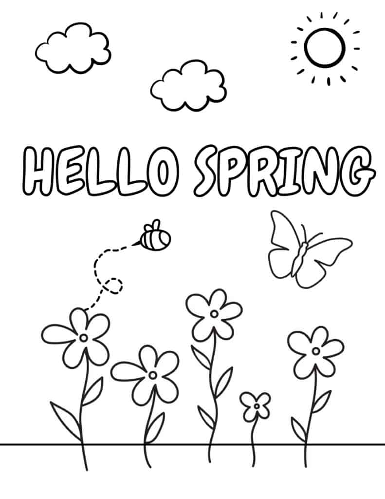 Spring Coloring Pages for Kids Ages 4-12 - Printable and High-Resolution