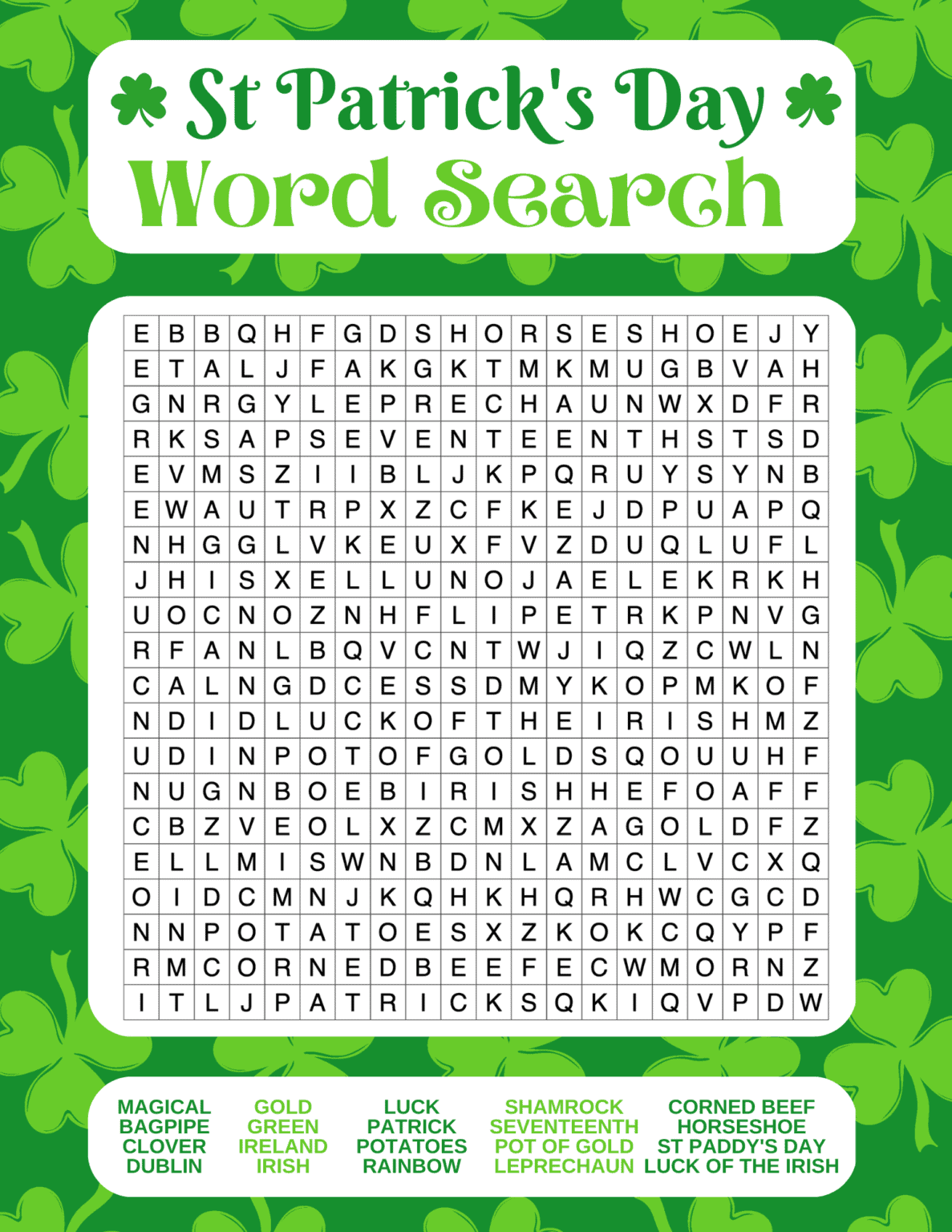 Free Printable St. Patrick's Day Word Search for Kids - Prudent Penny ...