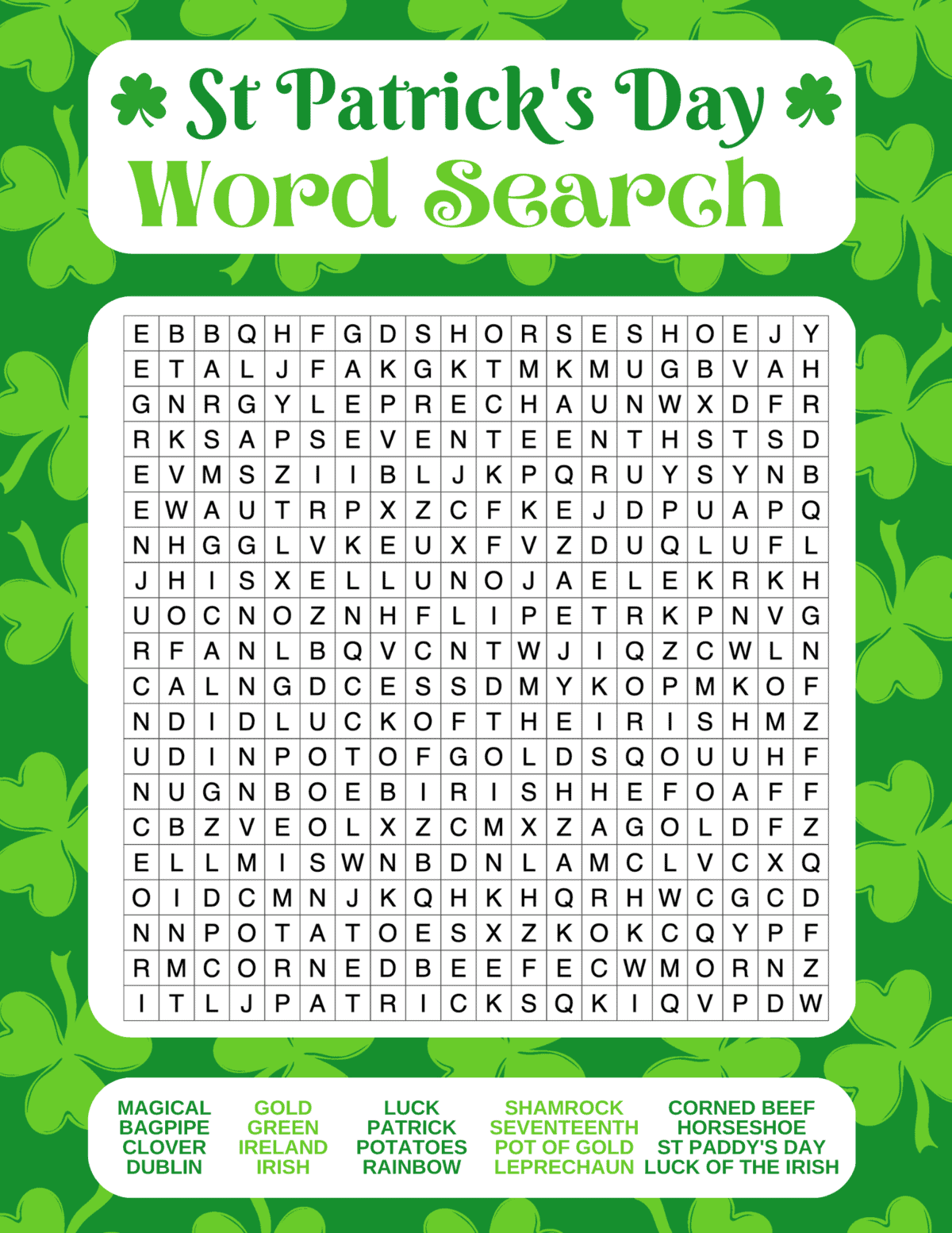 Free Printable St. Patrick's Day Word Search for Kids - Prudent Penny ...