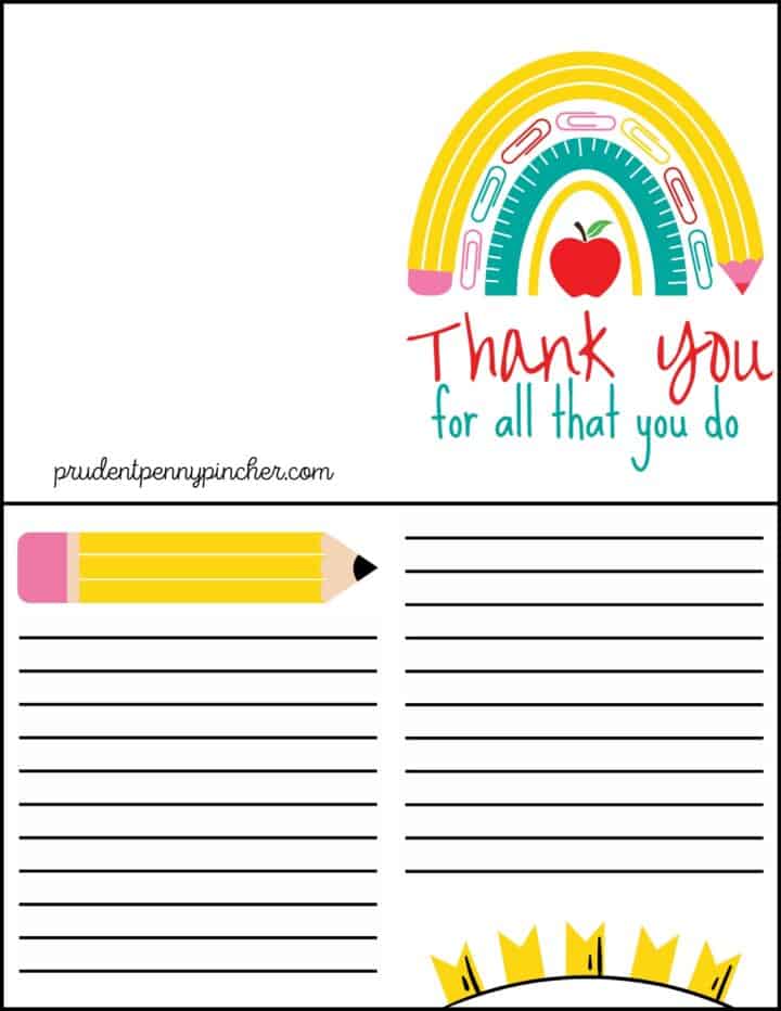 10 Free Teacher Appreciation Card Printables - Prudent Penny Pincher