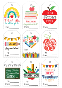 20 Free Printable Teacher Appreciation Tags - Prudent Penny Pincher