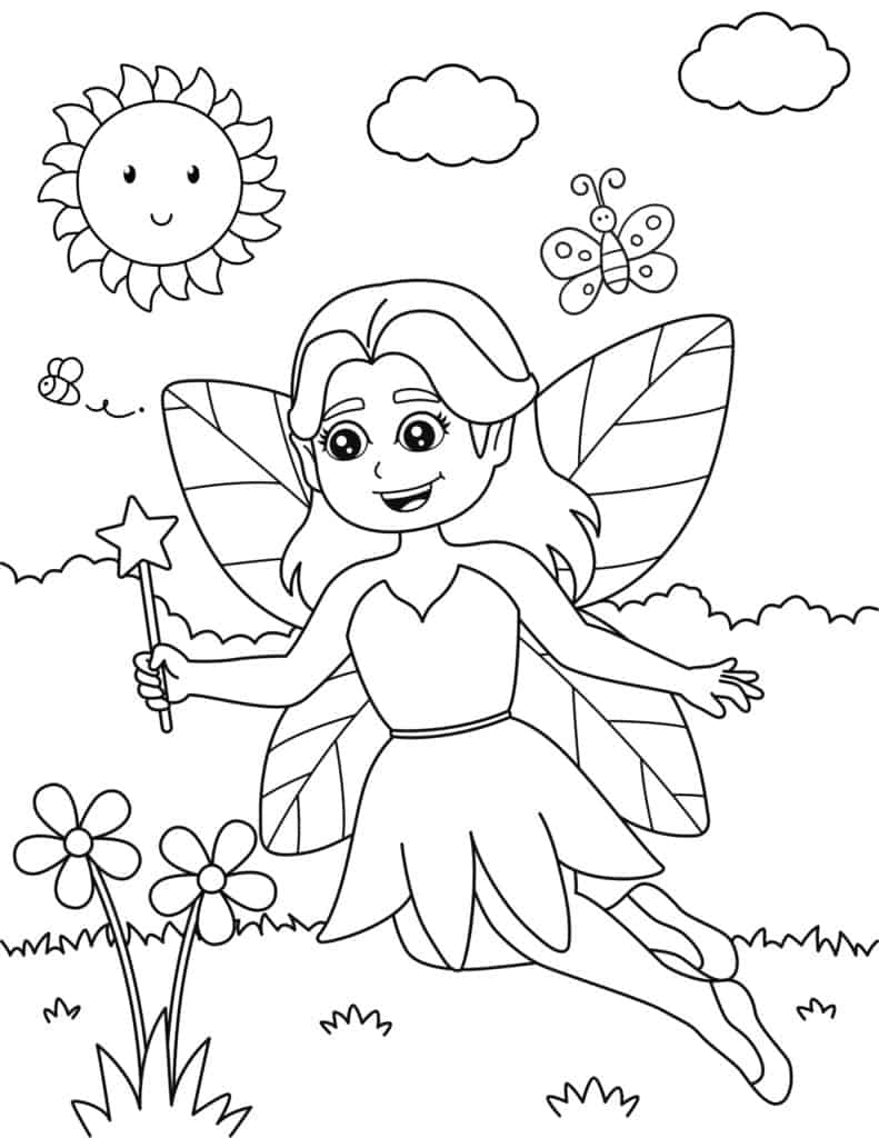 garden fairy coloring pages for kids