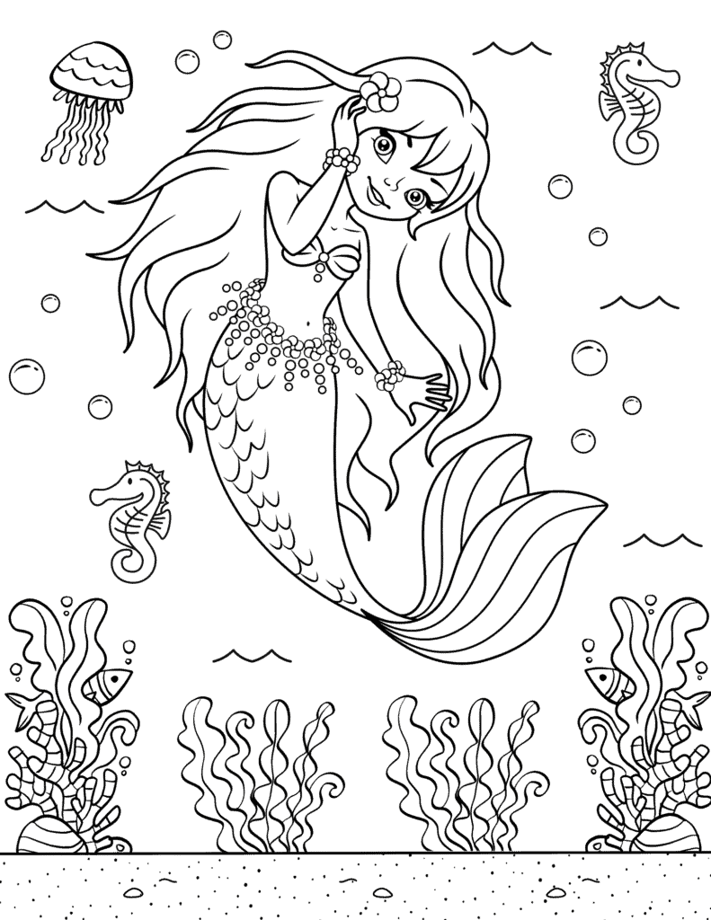 Mermaid Coloring Book (Large Print / Paperback)