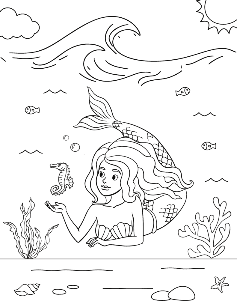 Free Mermaid Coloring Pages  Printable Mermaid Coloring Sheets