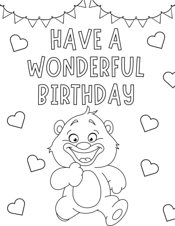 30 Free Printable Happy Birthday Coloring Pages for Kids - Prudent ...