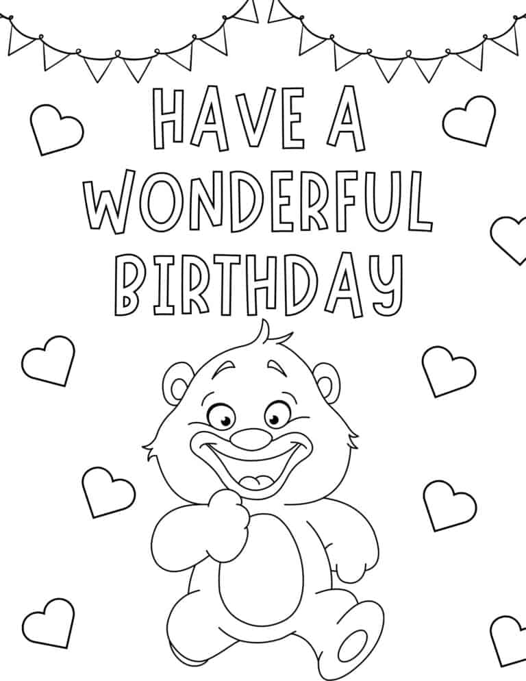 30 Free Printable Happy Birthday Coloring Pages for Kids - Prudent ...