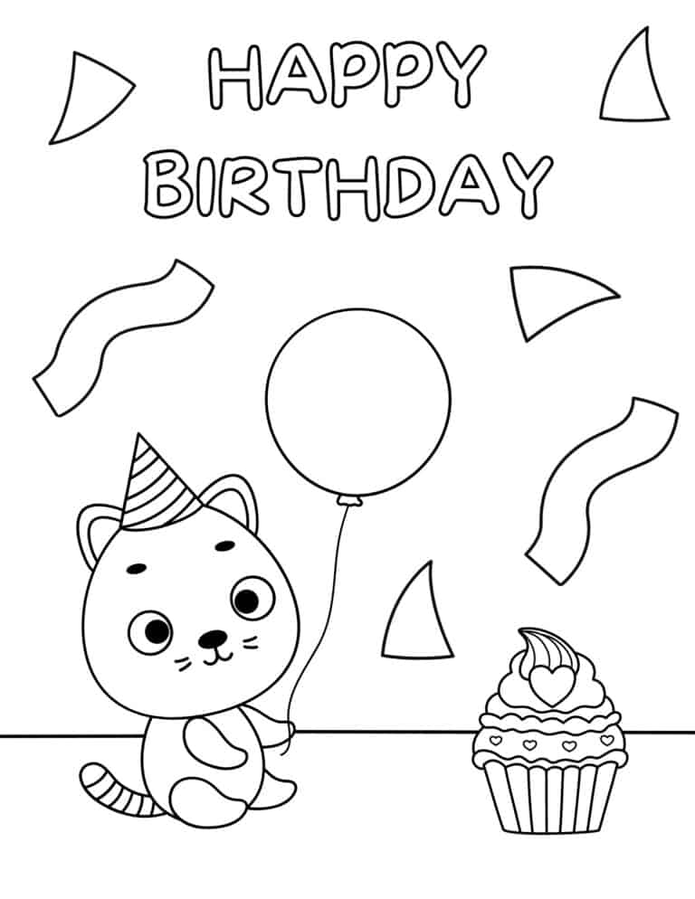 30 Free Printable Happy Birthday Coloring Pages for Kids - Prudent ...