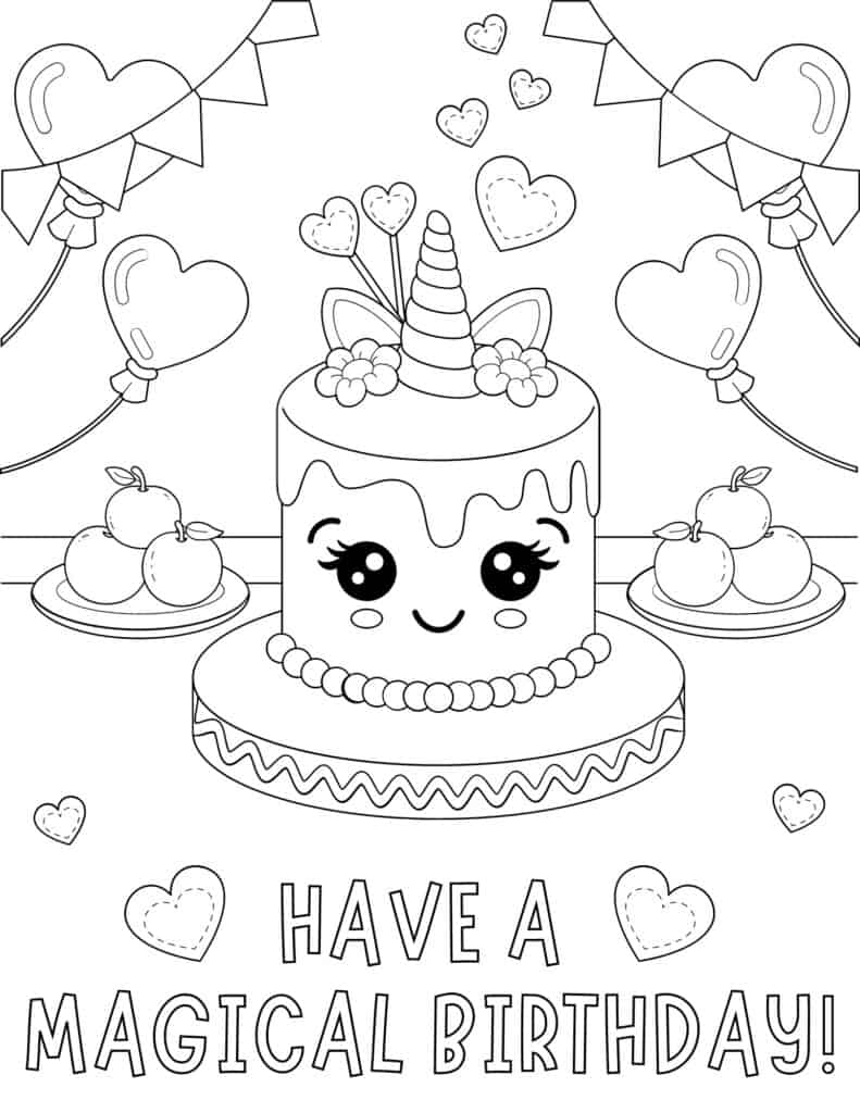 happy birthday cake coloring pages