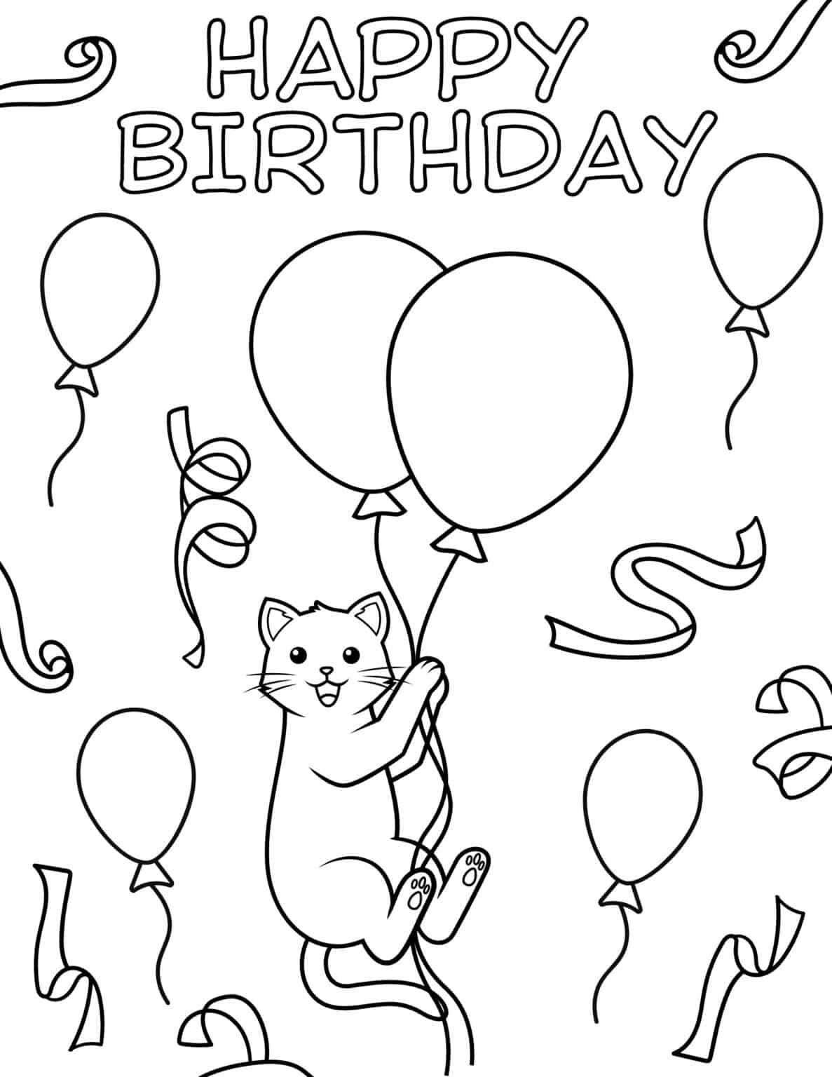 30 Free Printable Happy Birthday Coloring Pages For Kids - Prudent 