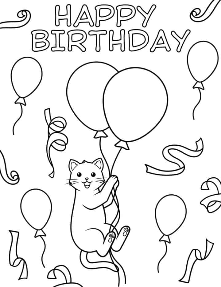 30 Free Printable Happy Birthday Coloring Pages for Kids - Prudent ...