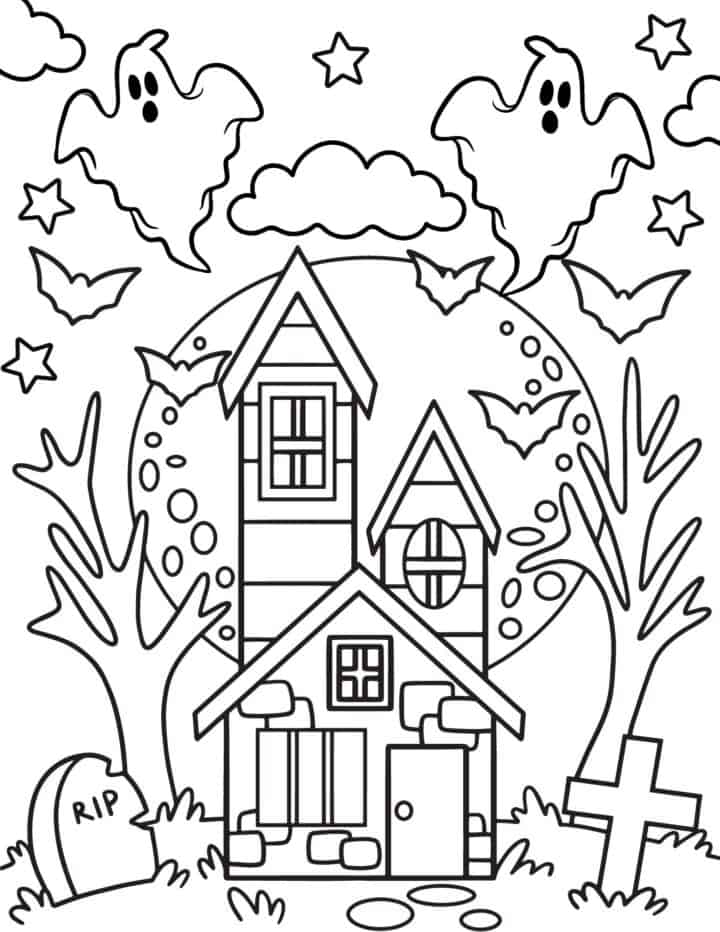 Free Printable Haunted House Coloring Pages - Prudent Penny Pincher