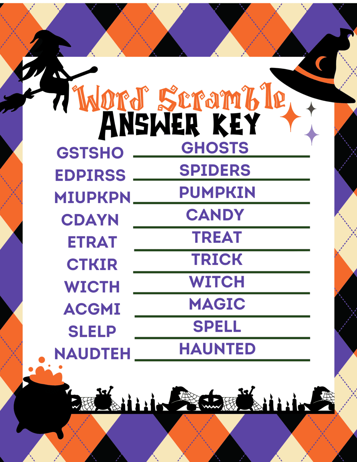 Free Printable Halloween Word Scramble - Prudent Penny Pincher