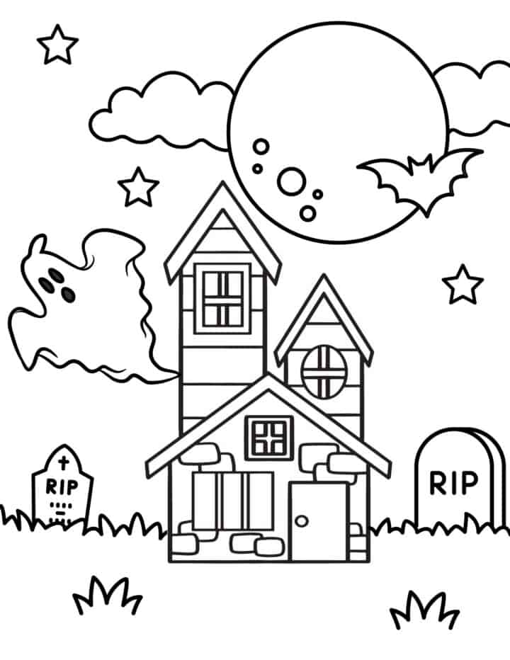 Free Printable Haunted House Coloring Pages - Prudent Penny Pincher