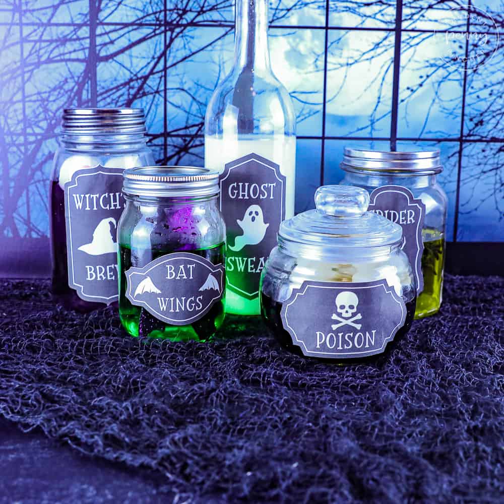 Goblin Potion Halloween Printables and Straw Toppers - Clean and