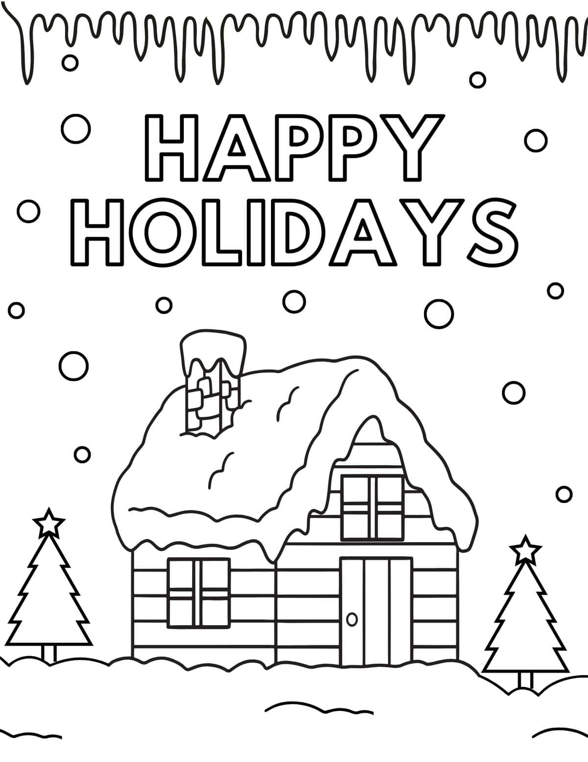 happy holidays snowy gingerbread cabin