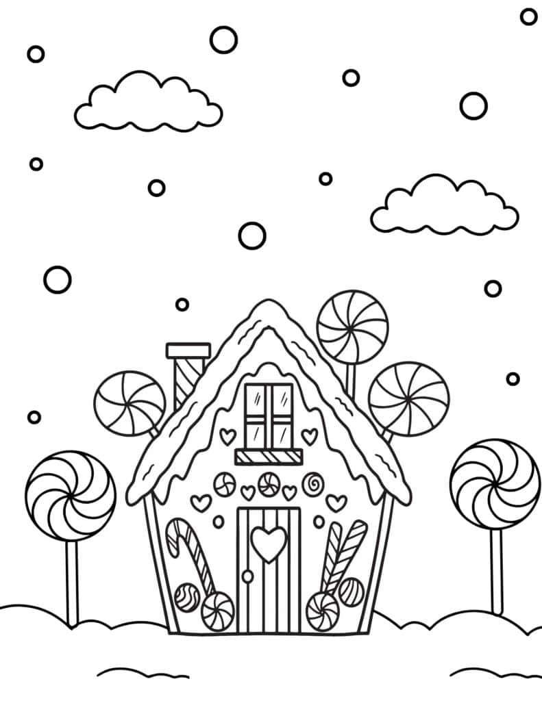 20 Free Gingerbread House Coloring Pages for Kids - Prudent Penny Pincher