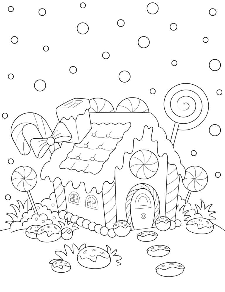 20 Free Gingerbread House Coloring Pages for Kids - Prudent Penny Pincher