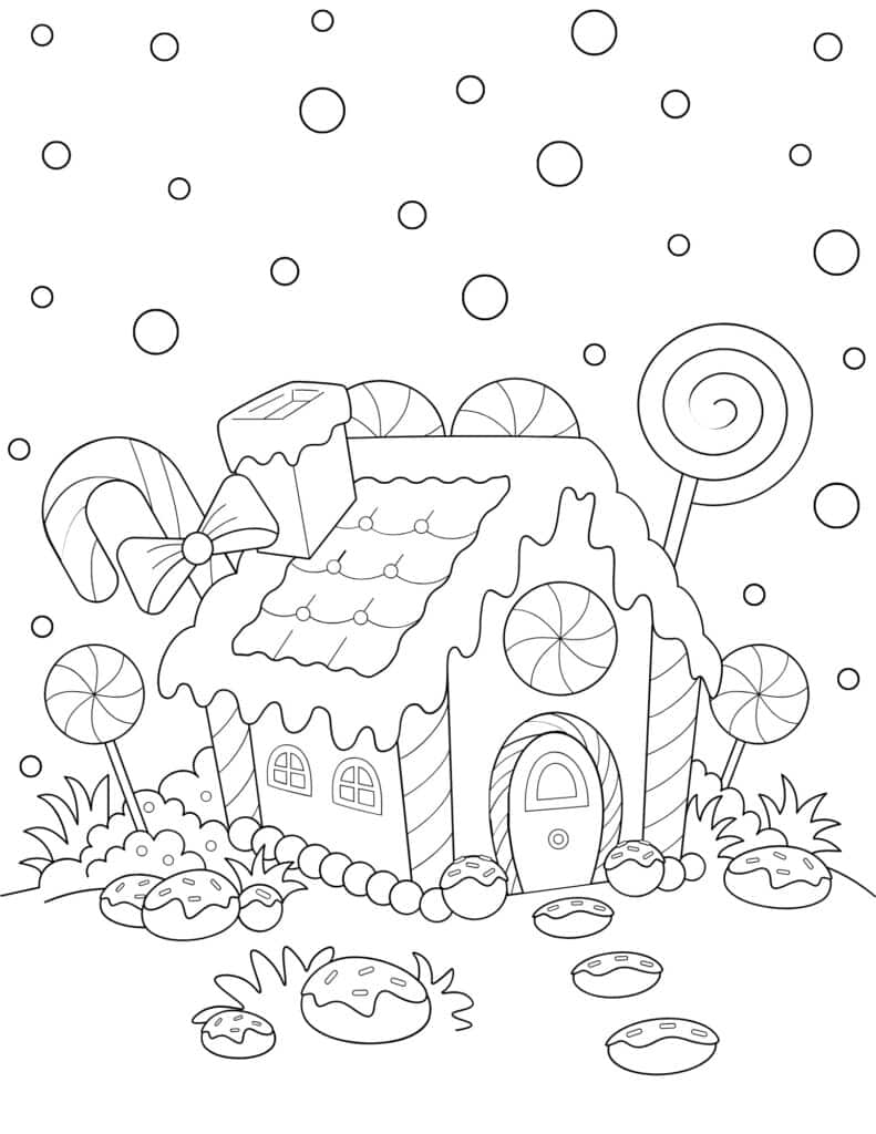 20 Free Gingerbread House Coloring Pages for Kids - Prudent Penny Pincher