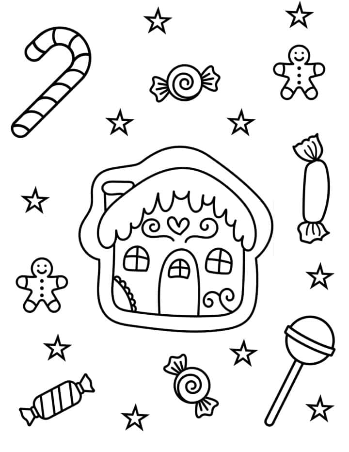 20 Free Gingerbread House Coloring Pages for Kids - Prudent Penny Pincher