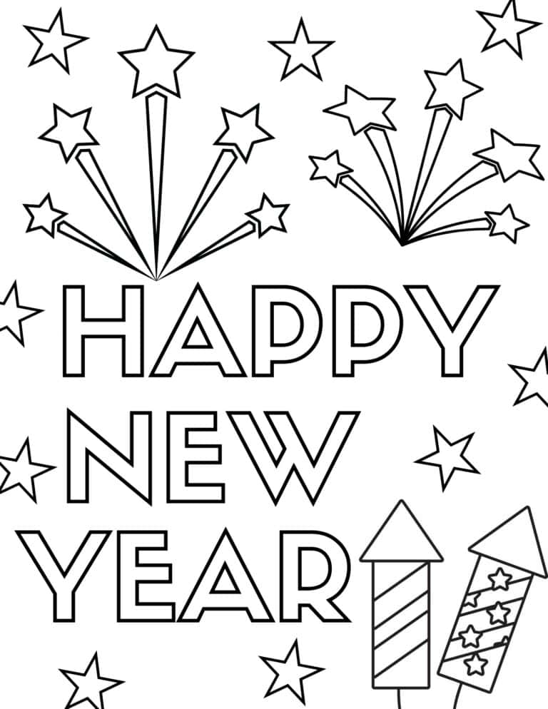 20 Free New Year Coloring Pages for 2024 - Prudent Penny Pincher