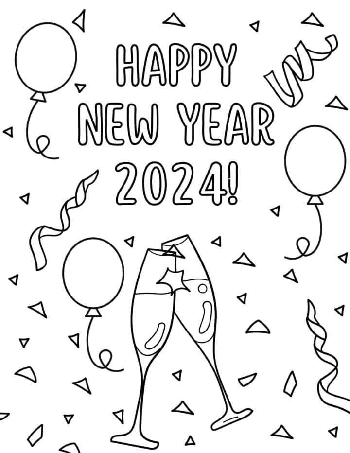 20 Free New Year Coloring Pages for 2024 - Prudent Penny Pincher