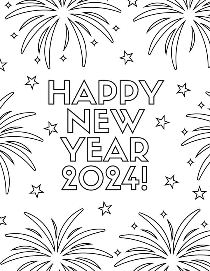 20 Free New Year Coloring Pages for 2024 - Prudent Penny Pincher