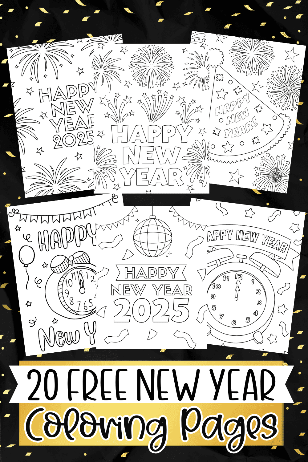 20 Free New Year Coloring Pages for 2025