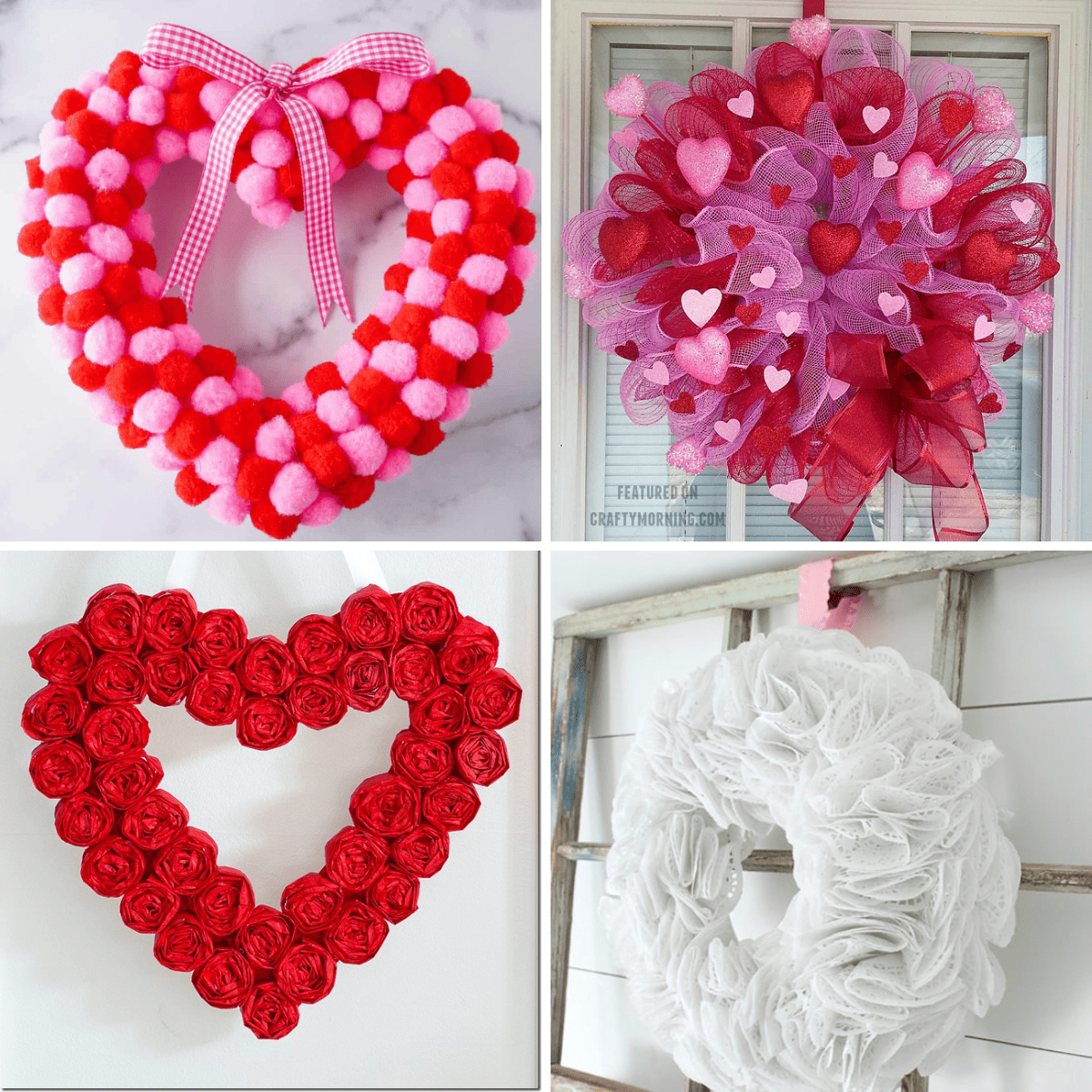 Valentine Red and White Deco Mesh Wreath/ Red and White Wreath/valentine  Wreath 